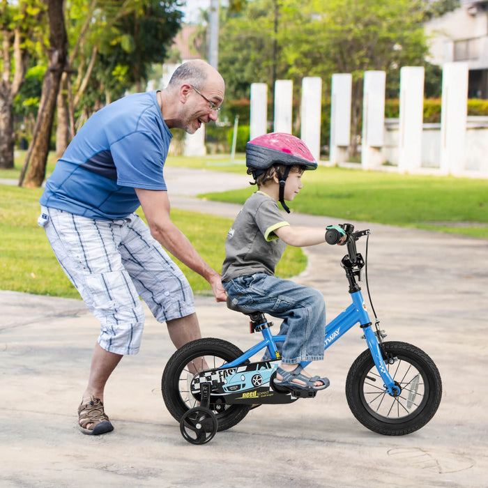 Costway 12\" Velo D'entrainement Pour Enfants Avec Roues D'entrainement Amovibles Pneumatiques Navy