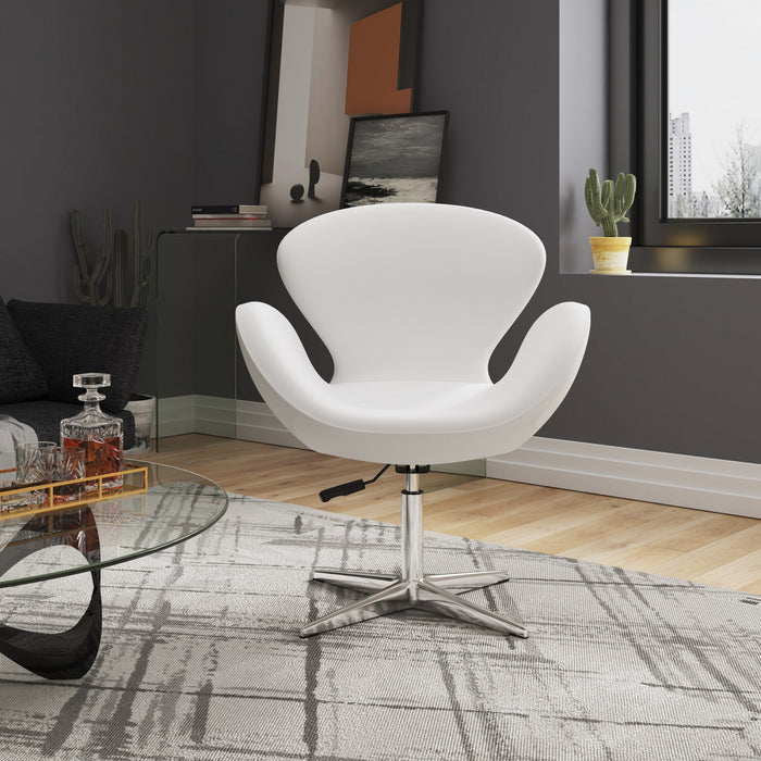 Fauteuil lounge pivotant moderne Raspberry en tissu blanc - Lot de 2