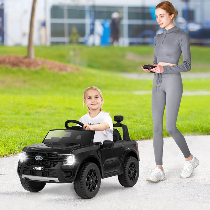 Costway 12v Ford Ranger Enfants Sous Licence Sur Voiture Avec Panier De Stockage A Telecommande Noir