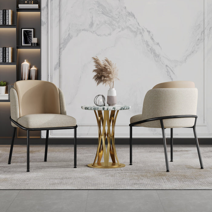 Olivia Ensemble de 2 chaises de salle a manger modernes avec pieds inclines et pieds reglables, beige