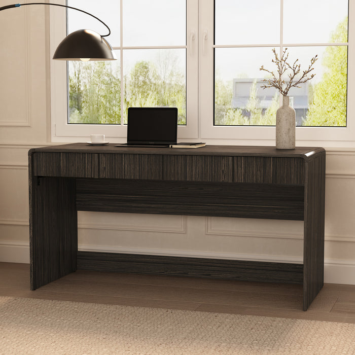 Bureau d’ecriture contemporain Novara 60\" en noyer Jacobean (2 tiroirs)