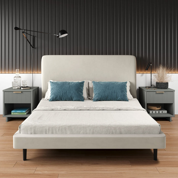 Table de nuit Granville Moderne 18\" en gris clair (1 tiroir) - Lot de 2