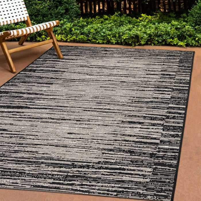 Tapis d'exterieur Jackson noir et gris vieilli, 5'3\" x 7'7\"