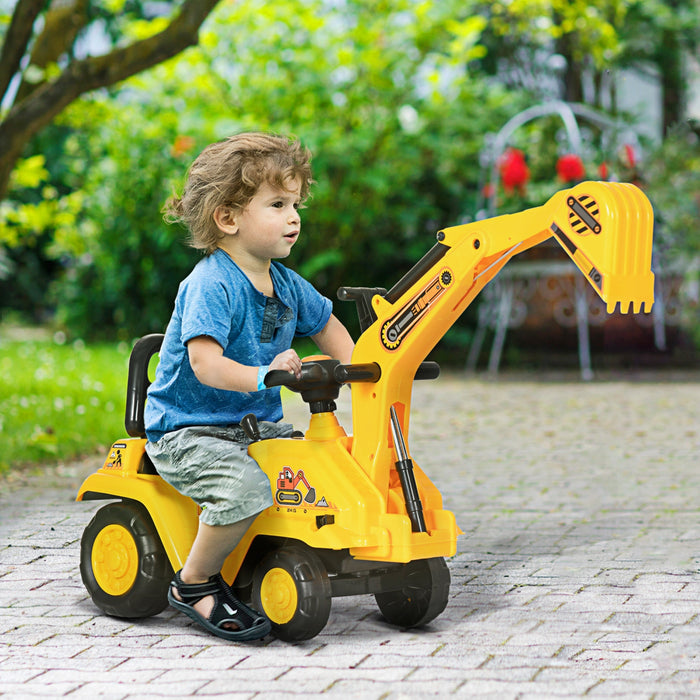 Homcom 3 En 1 Tour Sur Jouet Pelle Scooter Tirant Chariot Seimulation Jouer Camion De Construction