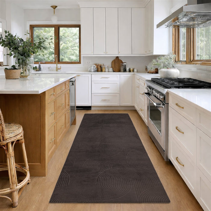 Tapis Lavable/Contemporain  Elion 1'10\" x 6'0\" en Charbon