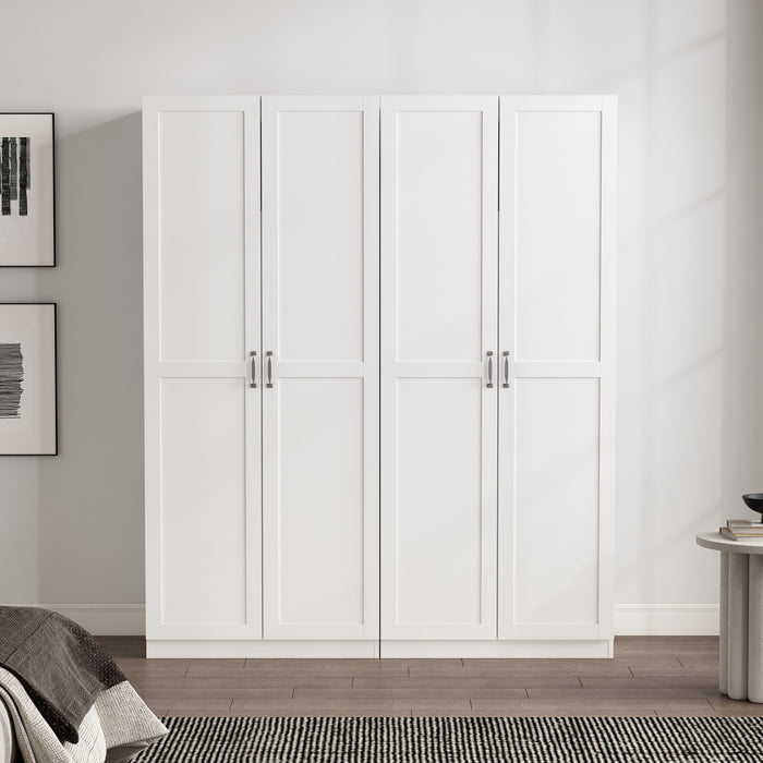 Armoire de rangement Cornelia Modern 30\" en blanc (4 etageres) - Lot de 2