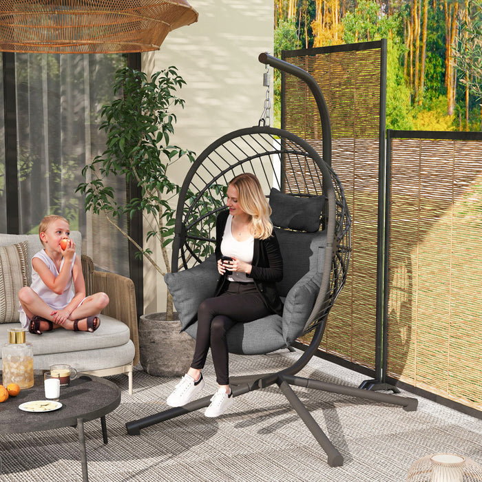 Fauteuil suspendu Outsunny avec coussin epais, chaise hamac, gris
