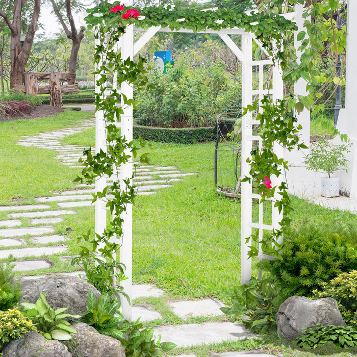 Outsunny Arbre De Jardin En Bois, Treillis D'arche De Jardin, Blanc