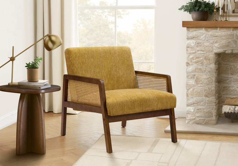 Monarch Specialties - Chaise D'Appoint, 30\"H, Rembourre, Salon, Chambre A Coucher, Dore, Bois Noyer Brun