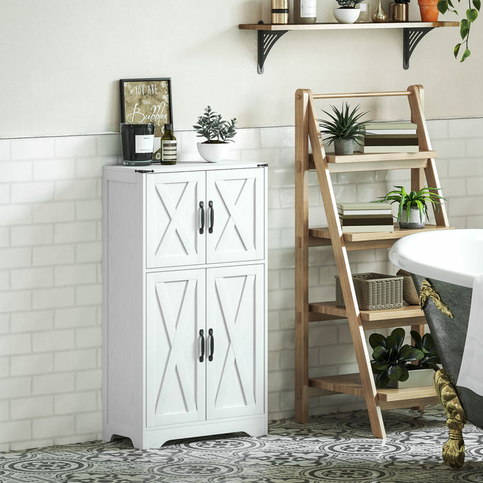 HOMCOM Armoire de garde-manger de cuisine avec portes de grange, Blanc