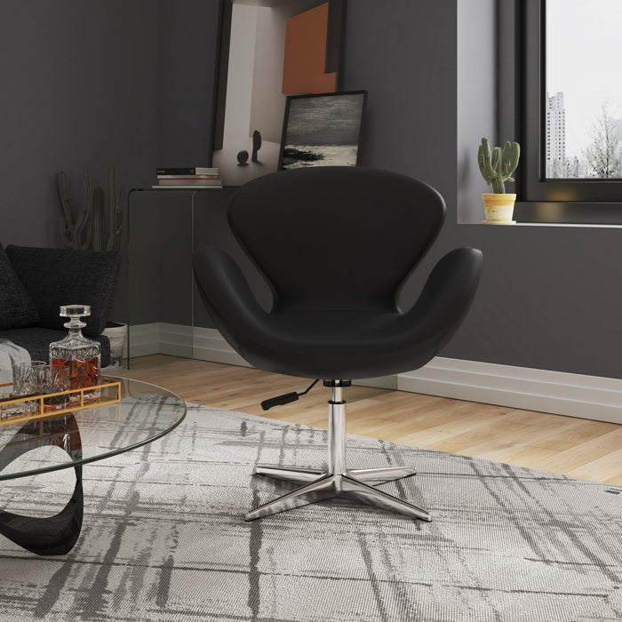 Fauteuil lounge pivotant moderne Raspberry en tissu noir - Lot de 2
