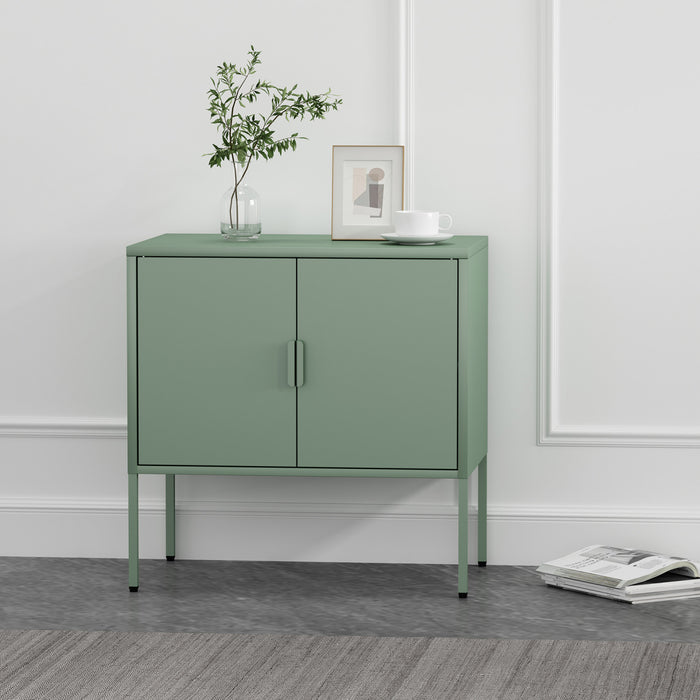 Armoire d’appoint moderne Ava 24\" en metal, vert sauge