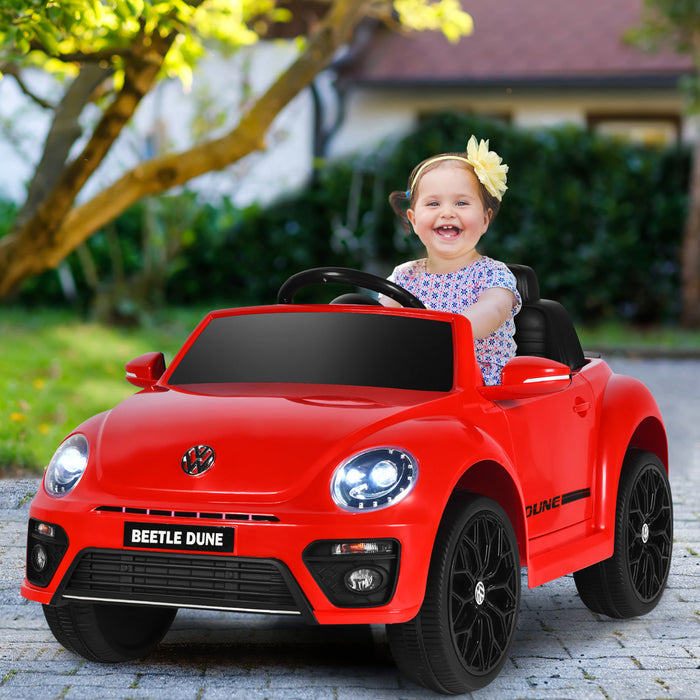 Voiture Electrique 12v Pour Enfants Costway, Sous Licence Volkswagen Beetle Avec Telecommande Et Musique, Rouge