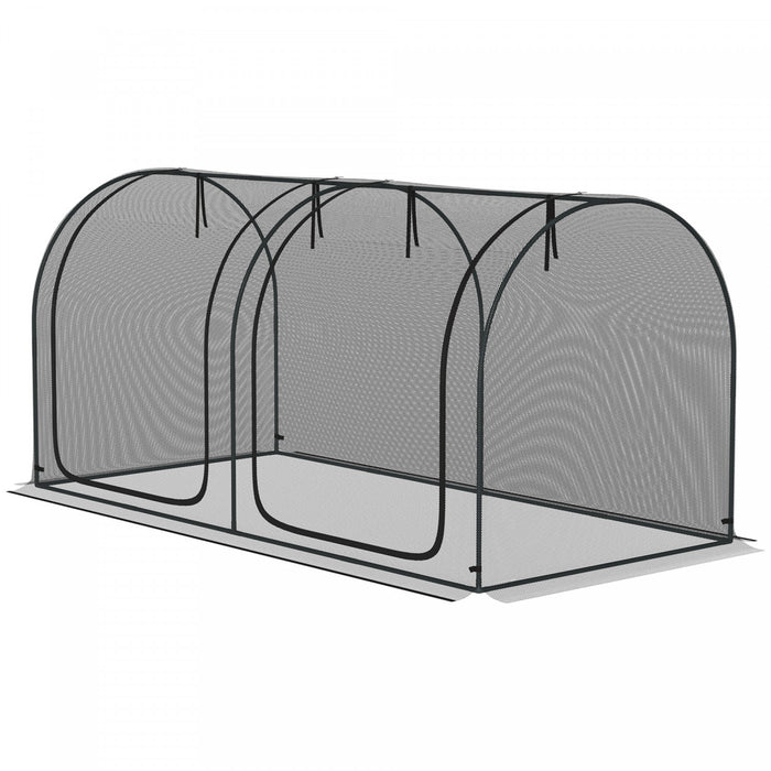 Outsunny Cage De Culture 8 X 4pi Avec Portes Zippees Sac De Rangement, Noir