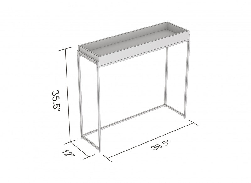 Console moderne de 40 po avec plateau encastré - marbre avec métal noir