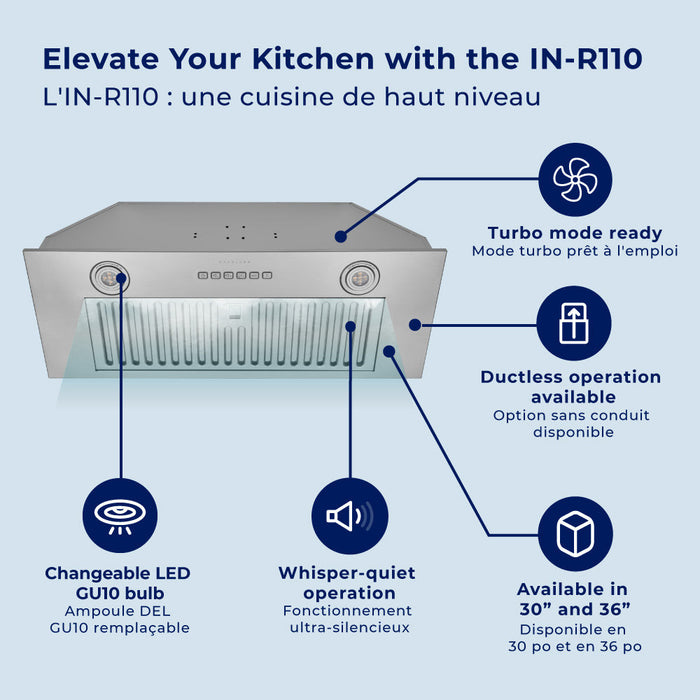 Hotte de cuisine encastrable intelligente Hauslane IN-R110 30\"