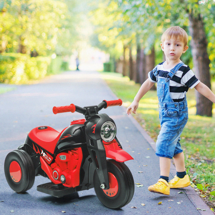 Qaba Velo Electrique, Voiture A Bulles, 3 Roues, Moto Electrique Alimentee Par Batterie 6 V Pour Enfants Avec Phare Led, Musique, Pedale, Pour 2 A 5 Ans, Noir