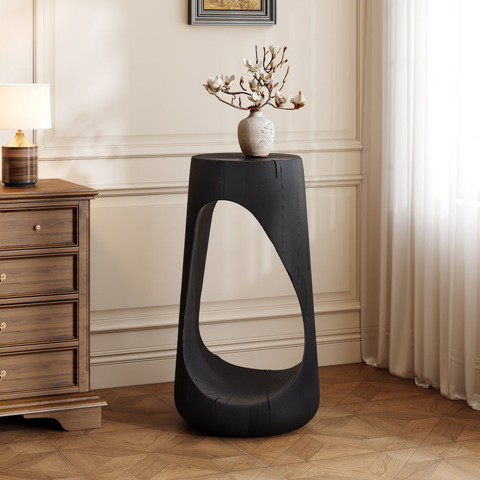 Table d'appoint style souche Brio 26,57 pouces MGO, table laterale interieure grain de bois unique, noir
