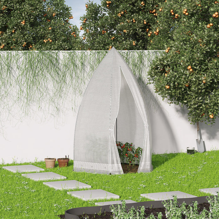 Outsunny 55\" X 55\" X 71\" Serre De Jardin Portable Pour Plantes Avec Porte Zippee Pour Exterieur Terrasse Patio Blanc