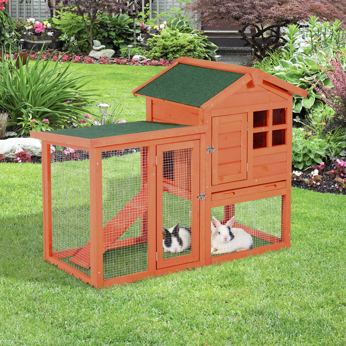 Pawhut 121,9 X 61 X 91,4 Cm De Luxe Clapier Etanche En Bois Pour Lapin Cage Pour Petits Animaux Avec Echelle Et Enclos