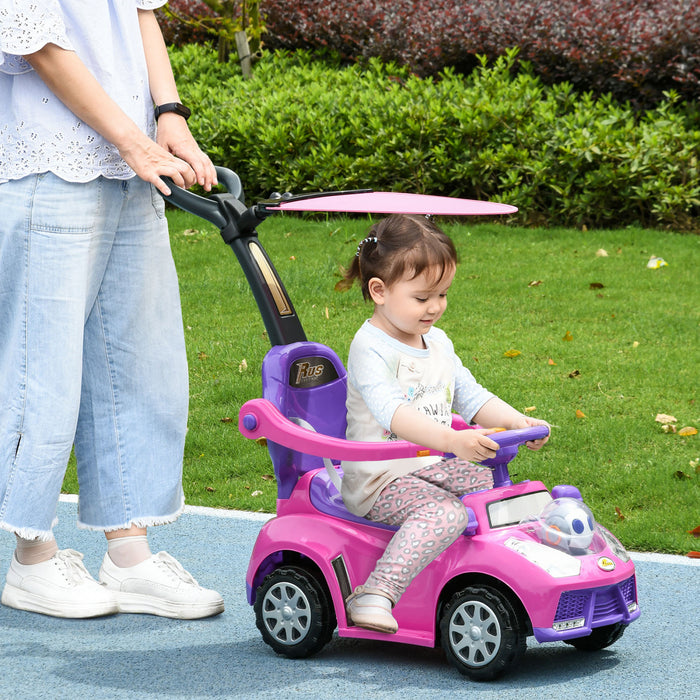 Qaba Voiture 3 En 1 Pour Enfants Voiture Coulissante Pour Tout-petit, Rose