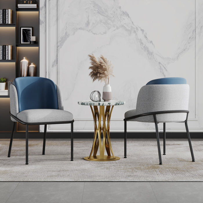 Olivia Ensemble de 2 chaises de salle a manger modernes avec pieds inclines et pieds reglables, bleu et gris