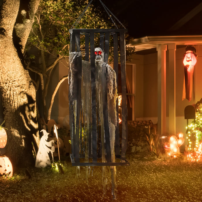 Outsunny Decoration D'halloween Animee, Squelette Faucheur Animatronique