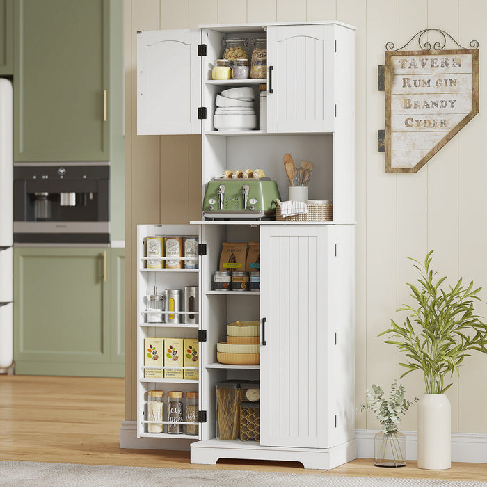 HOMCOM Armoire de garde-manger, placard de cuisine, etageres a epices Blanc