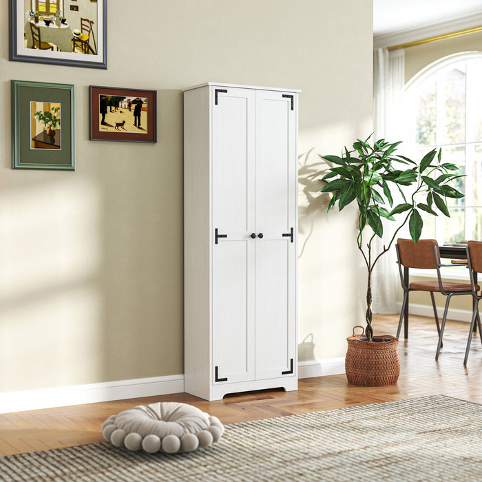 HOMCOM Armoire de garde-manger de 67po, armoire de rangement, blanc vieilli