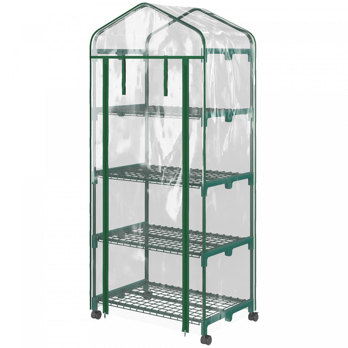 Outsunny Serre Portative Avec Etageres A 4 Niveaux, Transparent