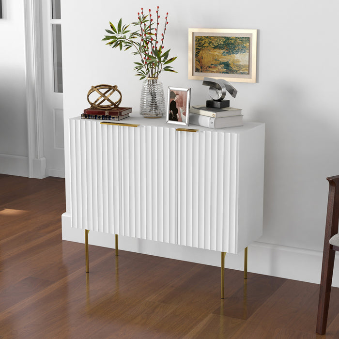 HOMCOM Meuble d'appoint avec pieds dores pour salle a manger couloir, blanc