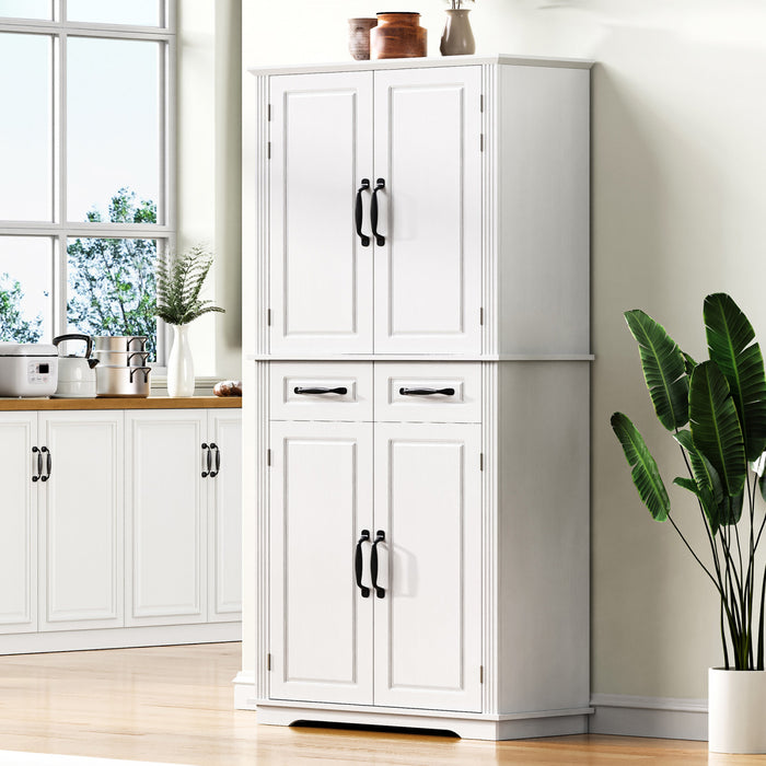 Armoire De Rangement Fabian 72\" Avec Etageres Reglables Et Organiseurs Coulissants - Blanche