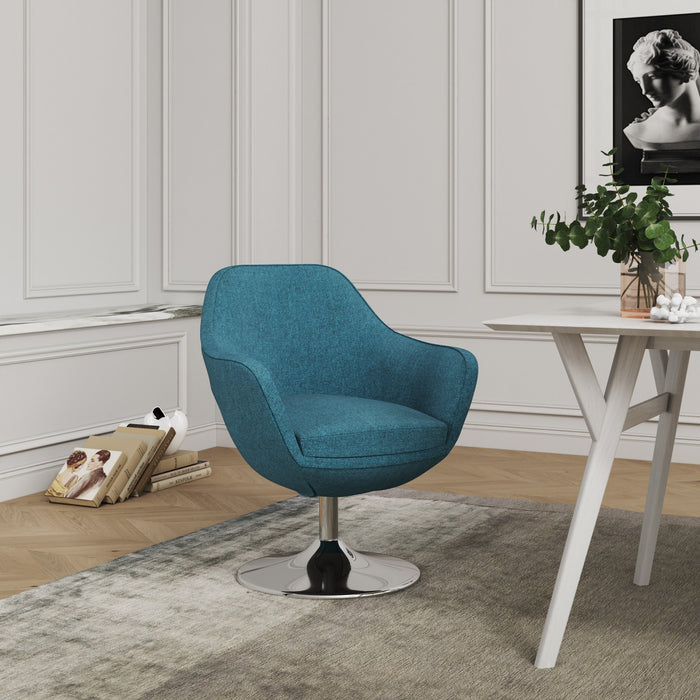 Fauteuil lounge pivotant moderne Caisson en tissu bleu sarcelle - Lot de 2