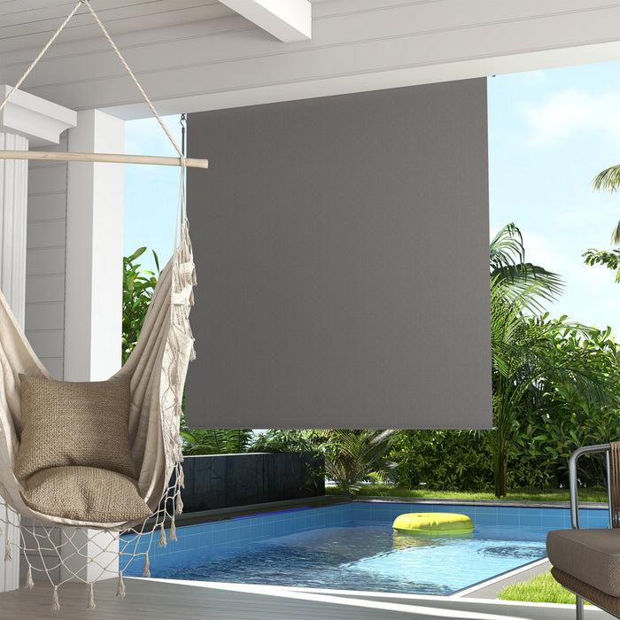 Outsunny Store Enrouleur Exterieur, Store De Porte Patio 6'x6', Gris Clair