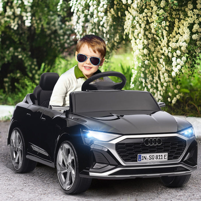 Qaba Audi Q8 Etron Sportback Voiture Electrique Pour Enfants Alimentee Par Batterie 12 V Avec Telecommande, Suspension A Ressort, Phares, Klaxon Musical, Pour 3 A 6 Ans, Noir