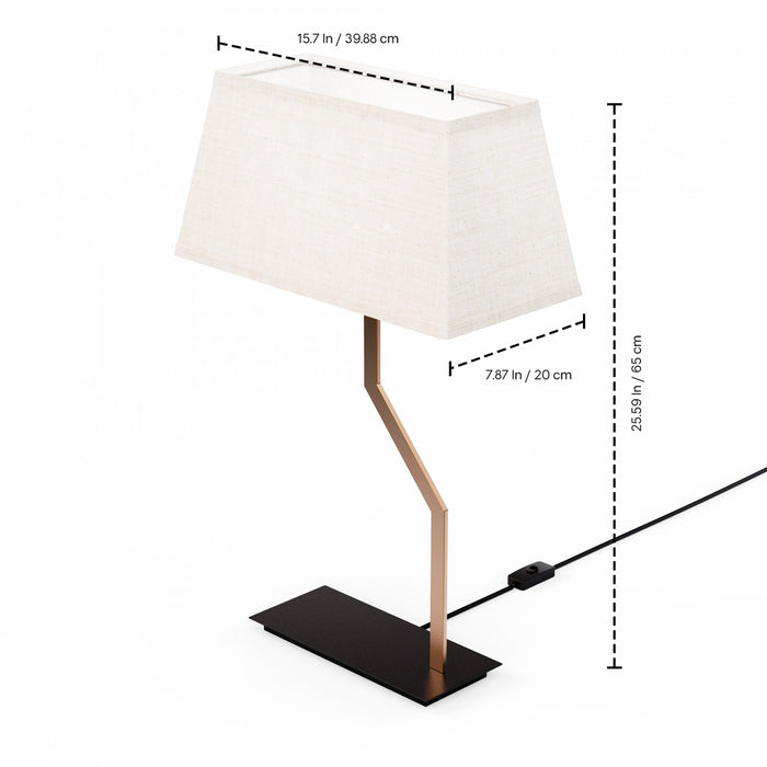 Lampe de table inclinée laiton doré de 25 po avec abat-jour texturé
