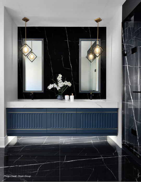 Luminaire suspendu Glasgow de Dainolite en verre champagne, avec fini noir mat et bronze rétro, et 1 ampoule