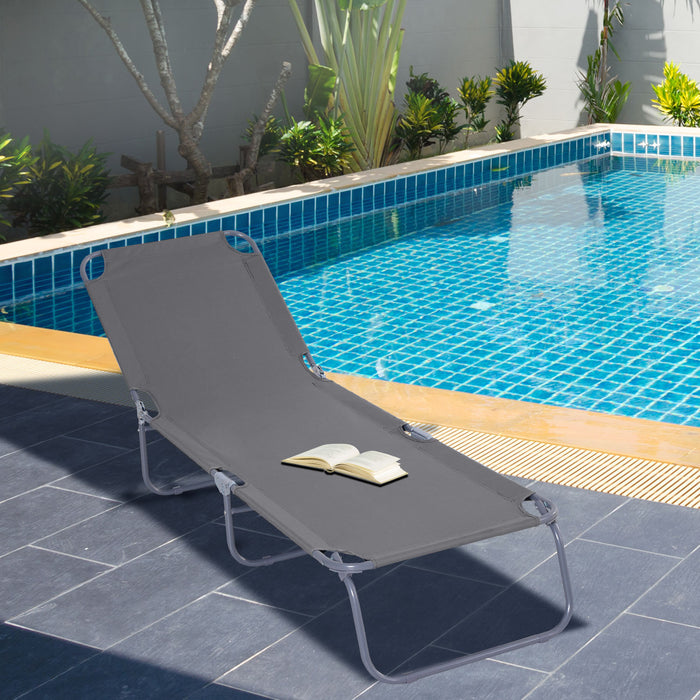 Chaise Longue Pliante Outdoorsunny Pour Patio, Jardin, Au Bord De La Piscine, Grise