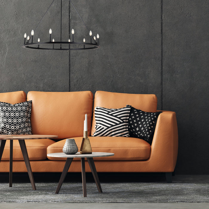 Lustre Colby de Dainolite avec fini noir mat et 12 ampoules