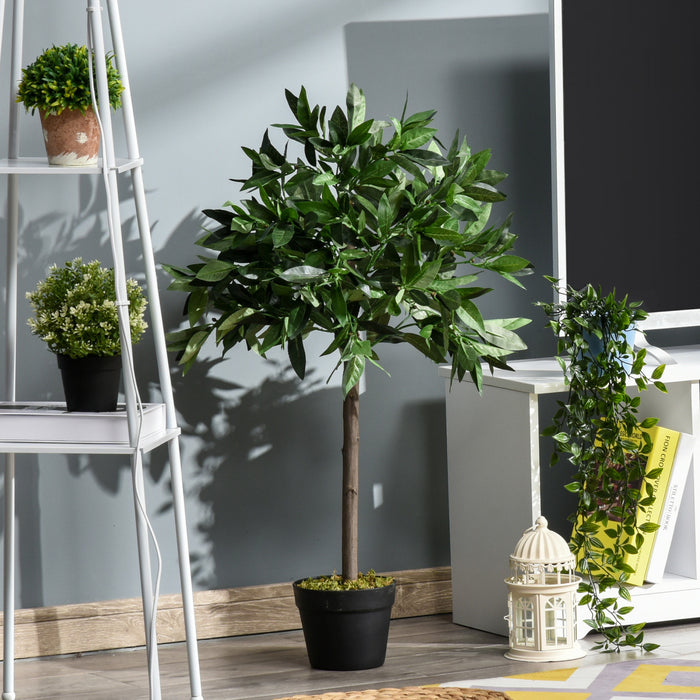 Outsunny Lot de 2 Arbres Artificiels de Laurier de 3pi, Pots Inclus