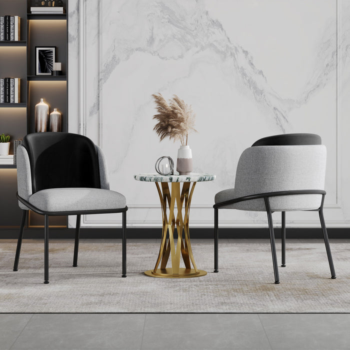 Olivia Ensemble de 2 chaises de salle a manger modernes avec pieds inclines et pieds reglables, noir et gris