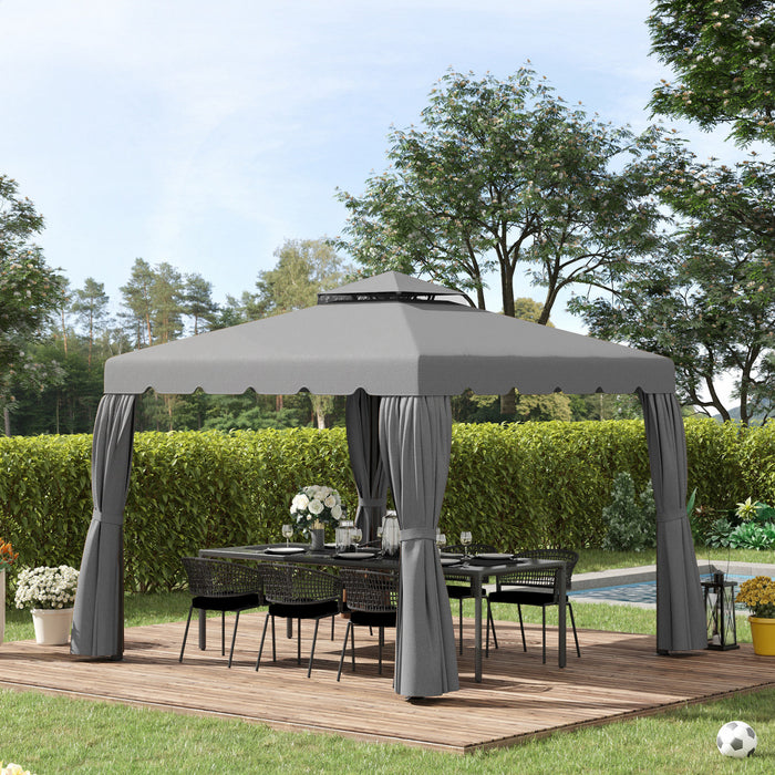 Outsunny Auvent De Rechange Pour Tonnelle 9.8' X 9.8', Couverture Superieure De Tonnelle Avec Toit Double Ventile Pour Terrasse De Jardin Exterieur (toit Uniquement), Gris