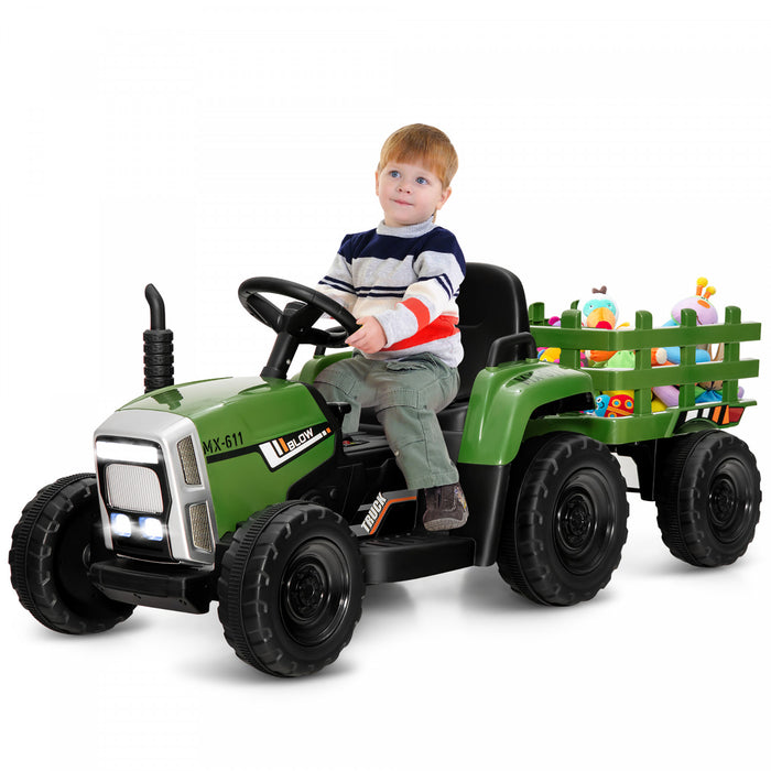 Costway Tracteur A Remorque Electrique 12v Avec Telecommande Et Lumieres Led