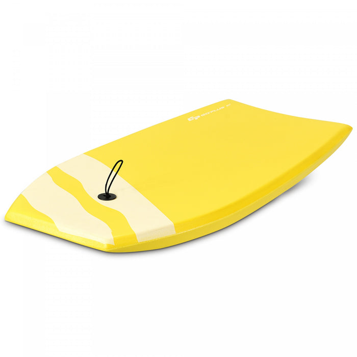 Costway Bodyboard,planche De Surf 41 Pouces En Xpe Avec 90cm De Corde Pour Debutants,amateurs Jaune Avec Noix De Coco + Parasol