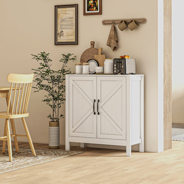 HOMCOM Armoire de rangement, buffet avec etagere reglable, blanc