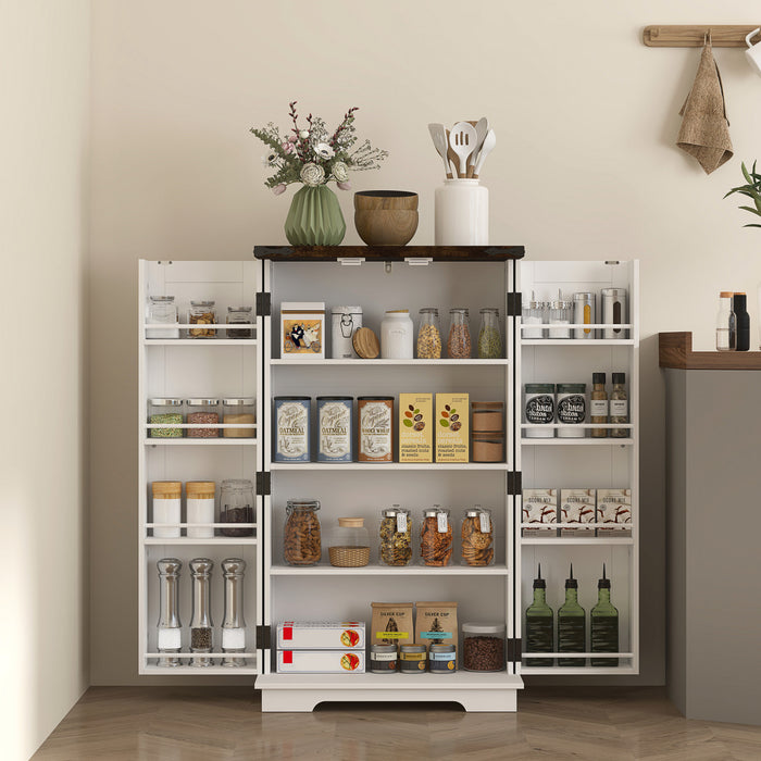 HOMCOM Armoire garde-manger de cuisine avec etageres reglables, blanc