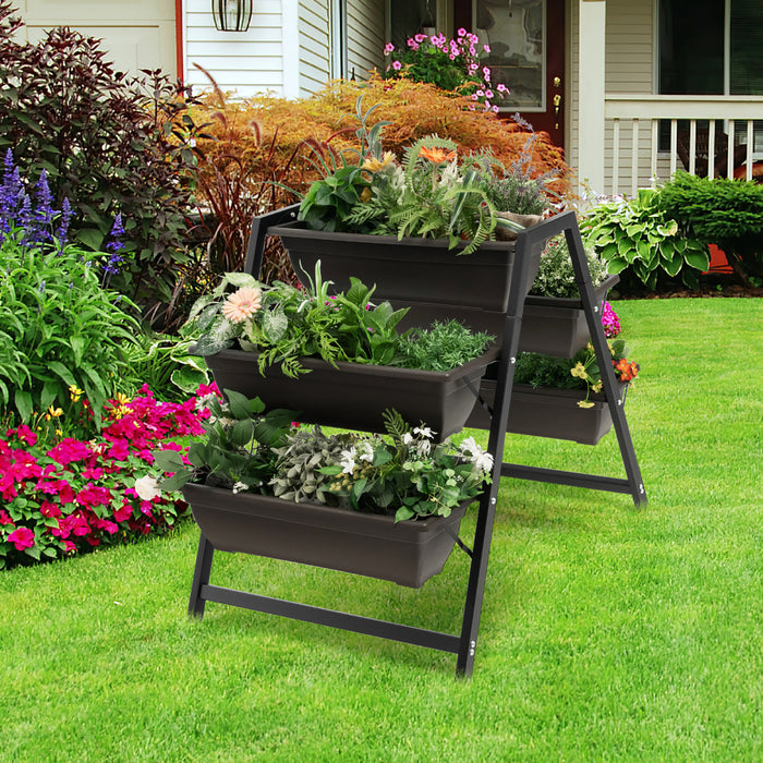 Support De Fleurs D’echelle, Rack A Plantes Avec Pots De Fleurs, Etagere A Fleurs Avec 5 Pots, Charge Maximale 25 Kg, Cadre Robuste En Fer, Ideal Pour Balcon, Jardin, 91 X 65 X 79 Cm