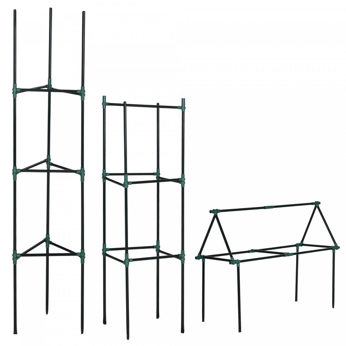 Outsunny Lot De 3 Cages A Tomates, Support Pour Plantes, Vert Fonce