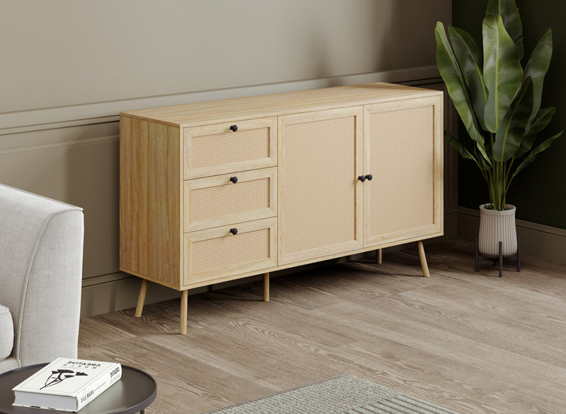 Commode verticale de rangement avec 3 tiroirs - apparence de bois brun durable 