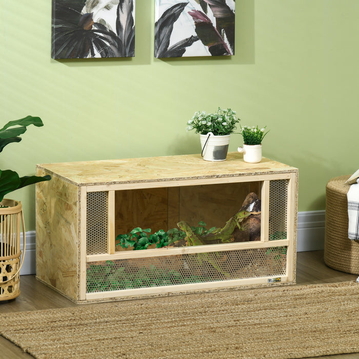 Terrarium pour reptiles de 128 litres, avec porte coulissante